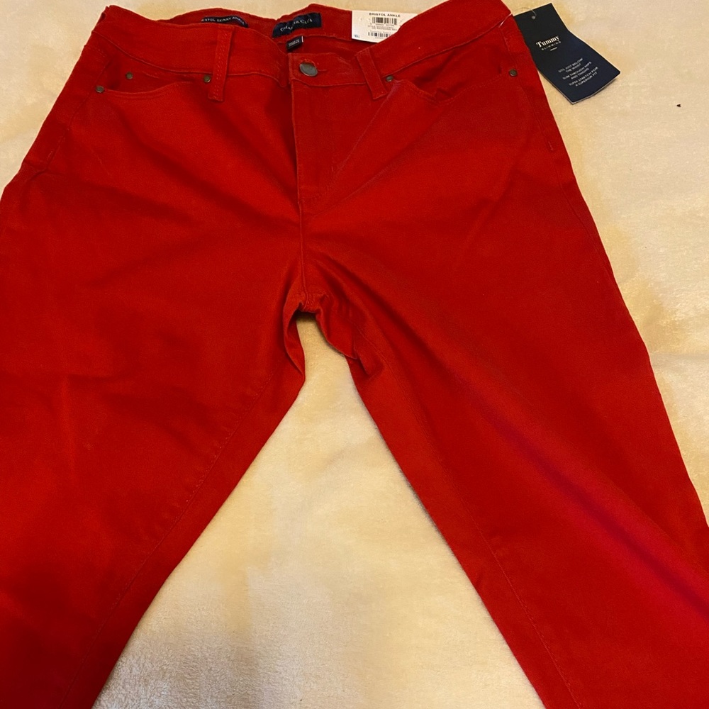 Ladies Charter Club Ravishing Red Sz 10 Pants/Jeans Skinny Leg Tummy Control NWT
